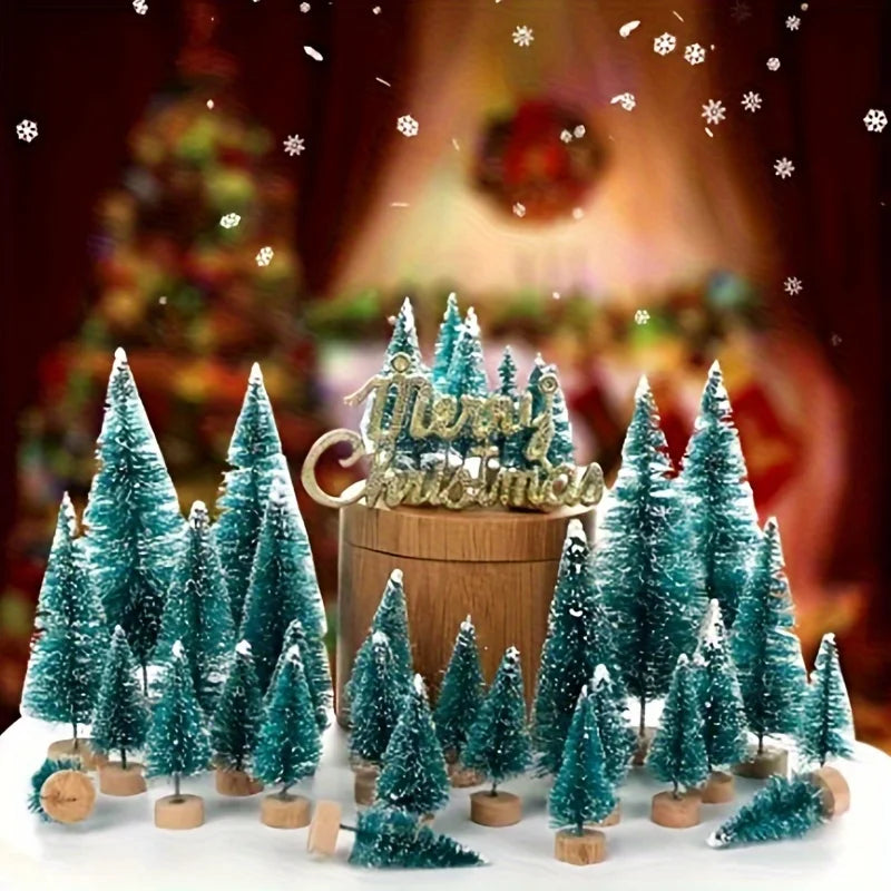 Mini Bottle-Brush Christmas Trees – Set of 12