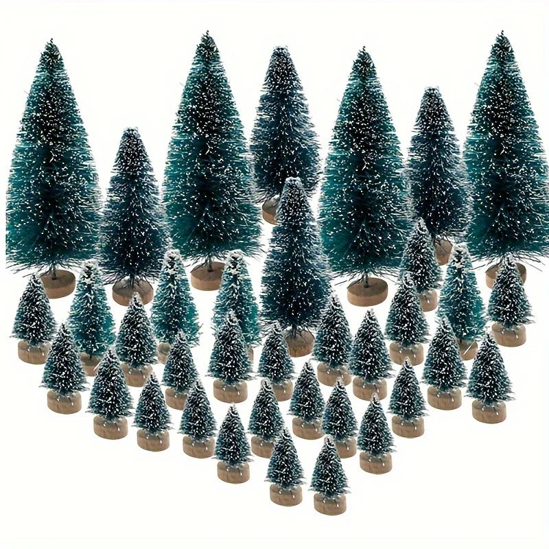Mini Bottle-Brush Christmas Trees – Set of 12