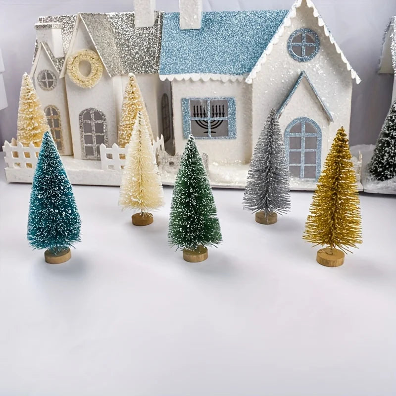 Mini Bottle-Brush Christmas Trees – Set of 12