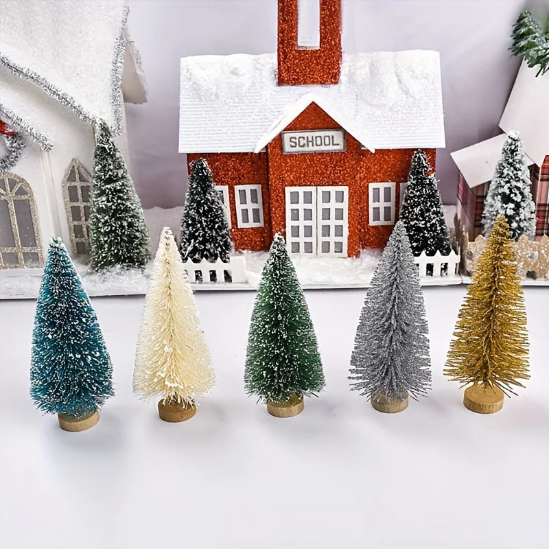 Mini Bottle-Brush Christmas Trees – Set of 12